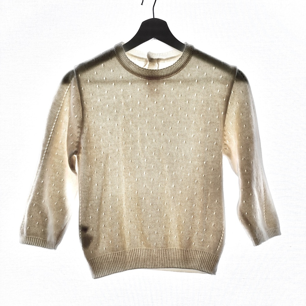 Korean style one-of-a-kind 3/4 sleeve cream sweater